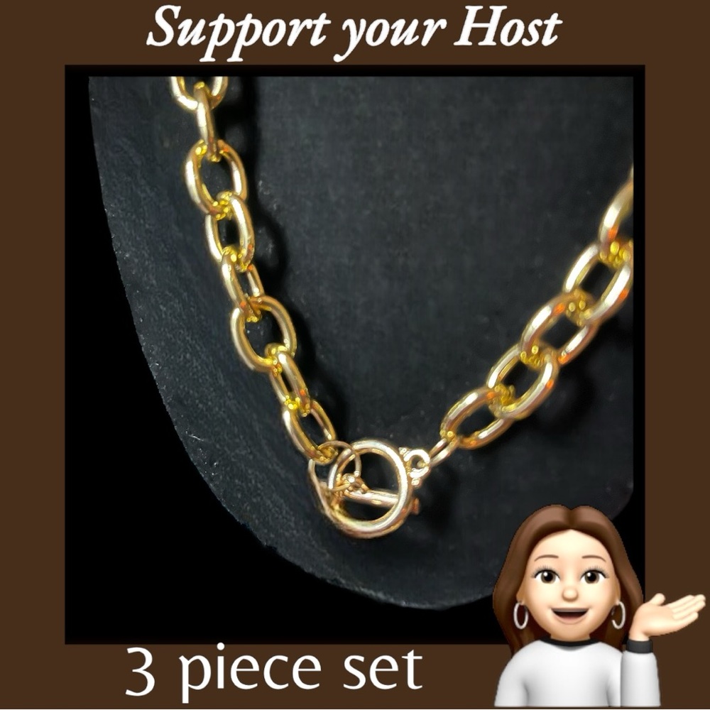 Host support! 3 piece set lightweight gold tone necklace, bracelet and earrings - Picture 6 of 7